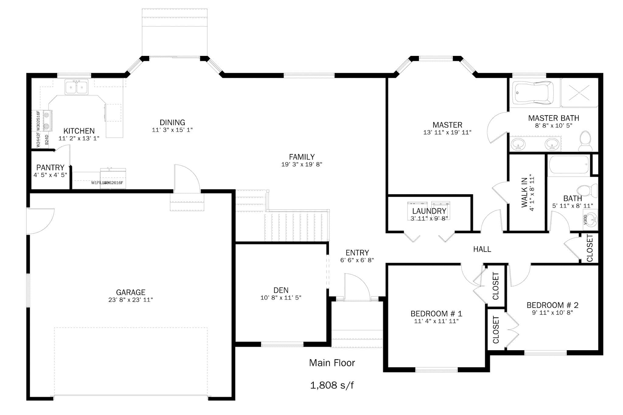 Main Level of Traditional Plan #187-1235