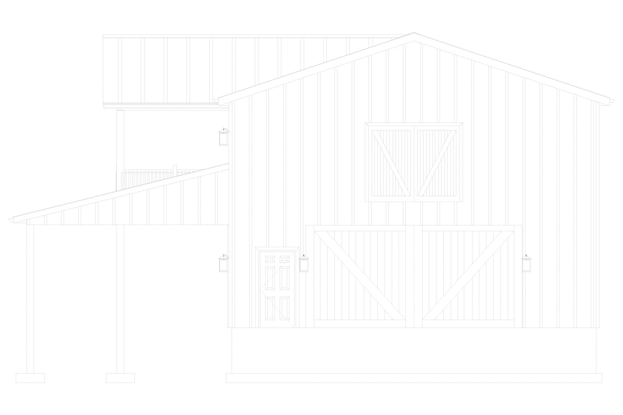Home Plan Rear Elevation of this 2-Bedroom,1253 Sq Ft Plan -187-1243
