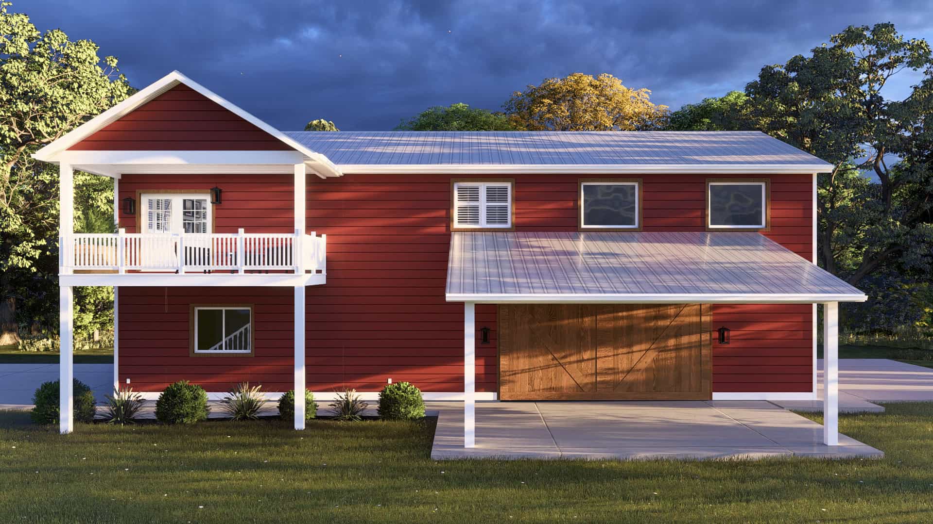 Front elevation of Garage w/Apartments home (ThePlanCollection: House Plan #187-1243)