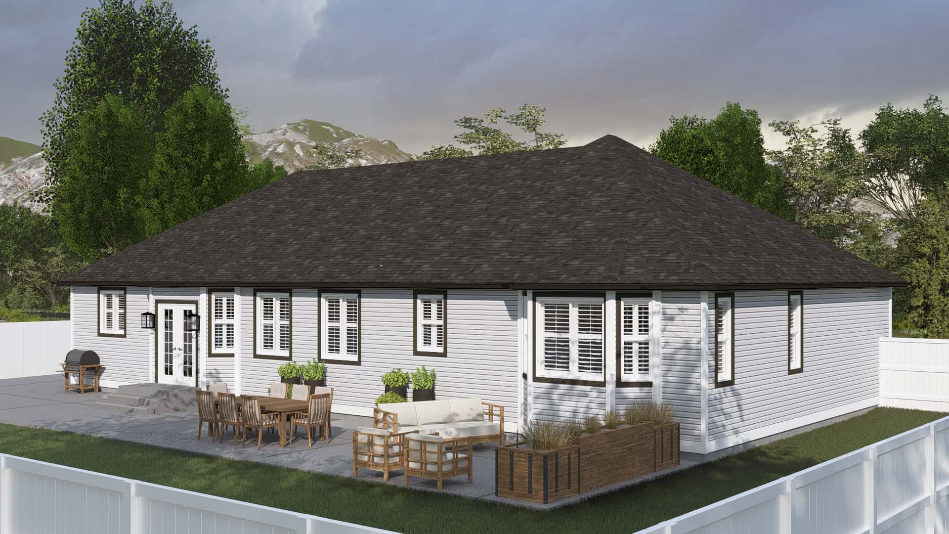 Rear View of this 3-Bedroom,1914 Sq Ft Plan -187-1244