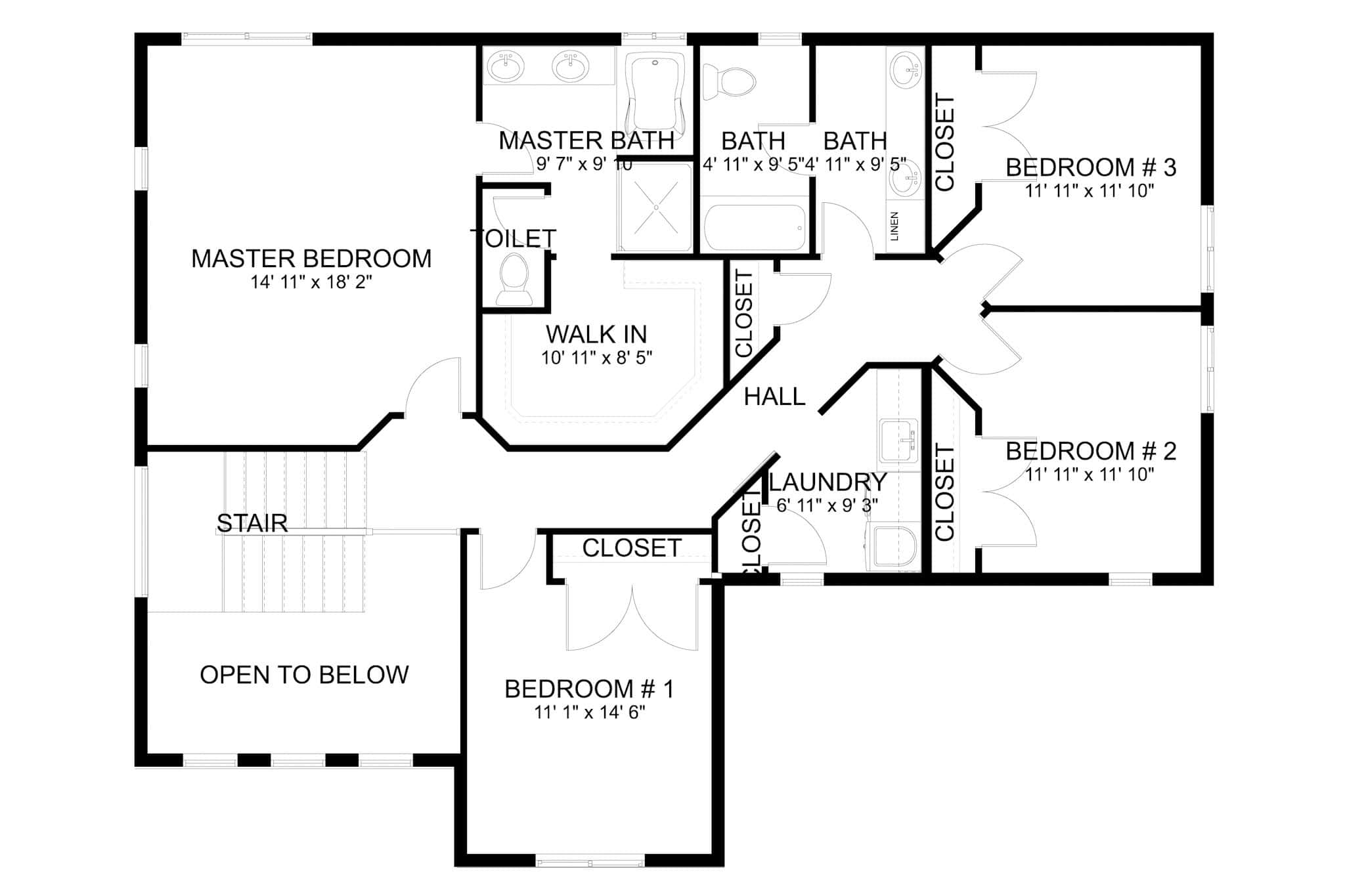 Upper Level of Craftsman Plan #187-1251