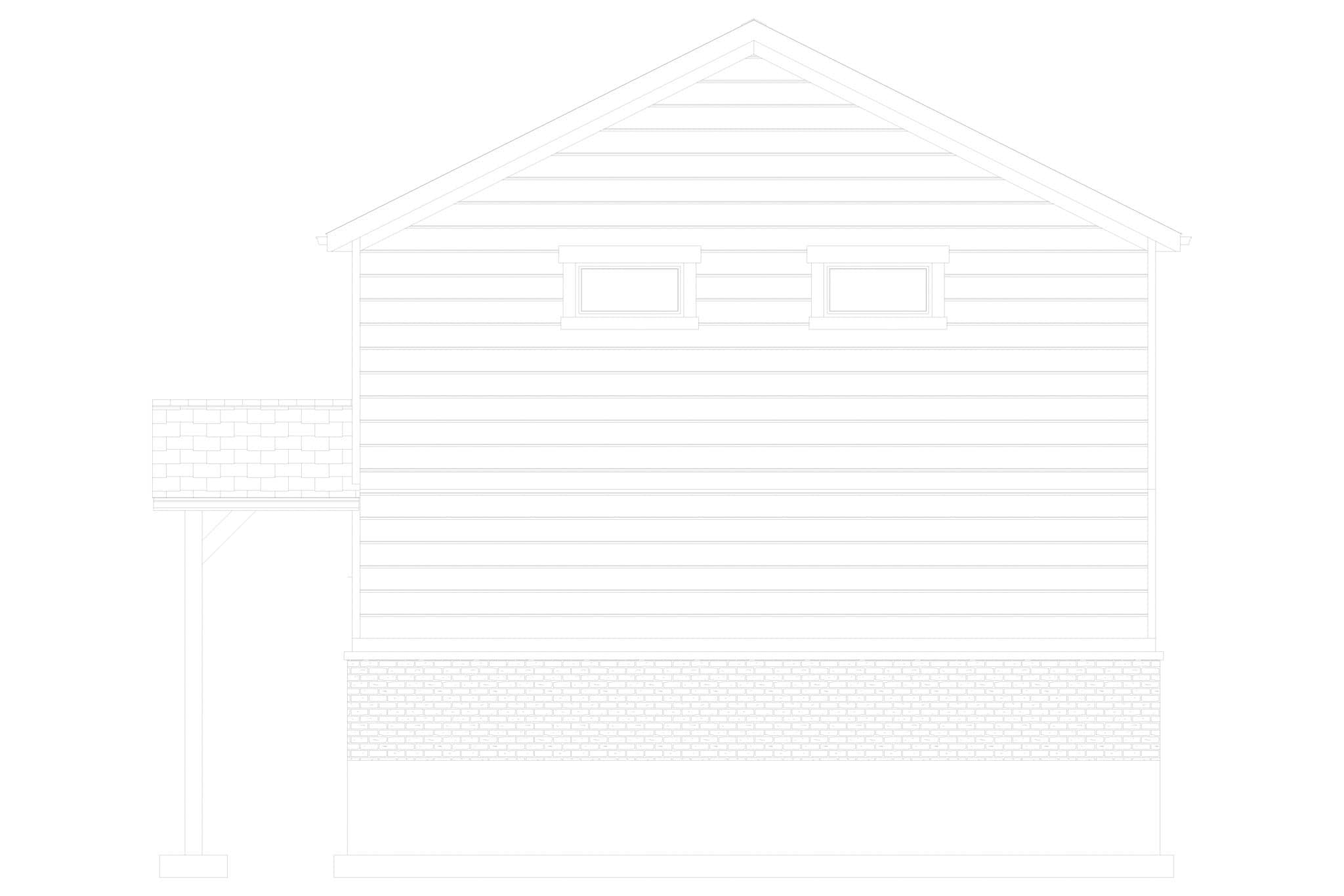 Home Plan Rear Elevation of this 2-Bedroom,1049 Sq Ft Plan -187-1252
