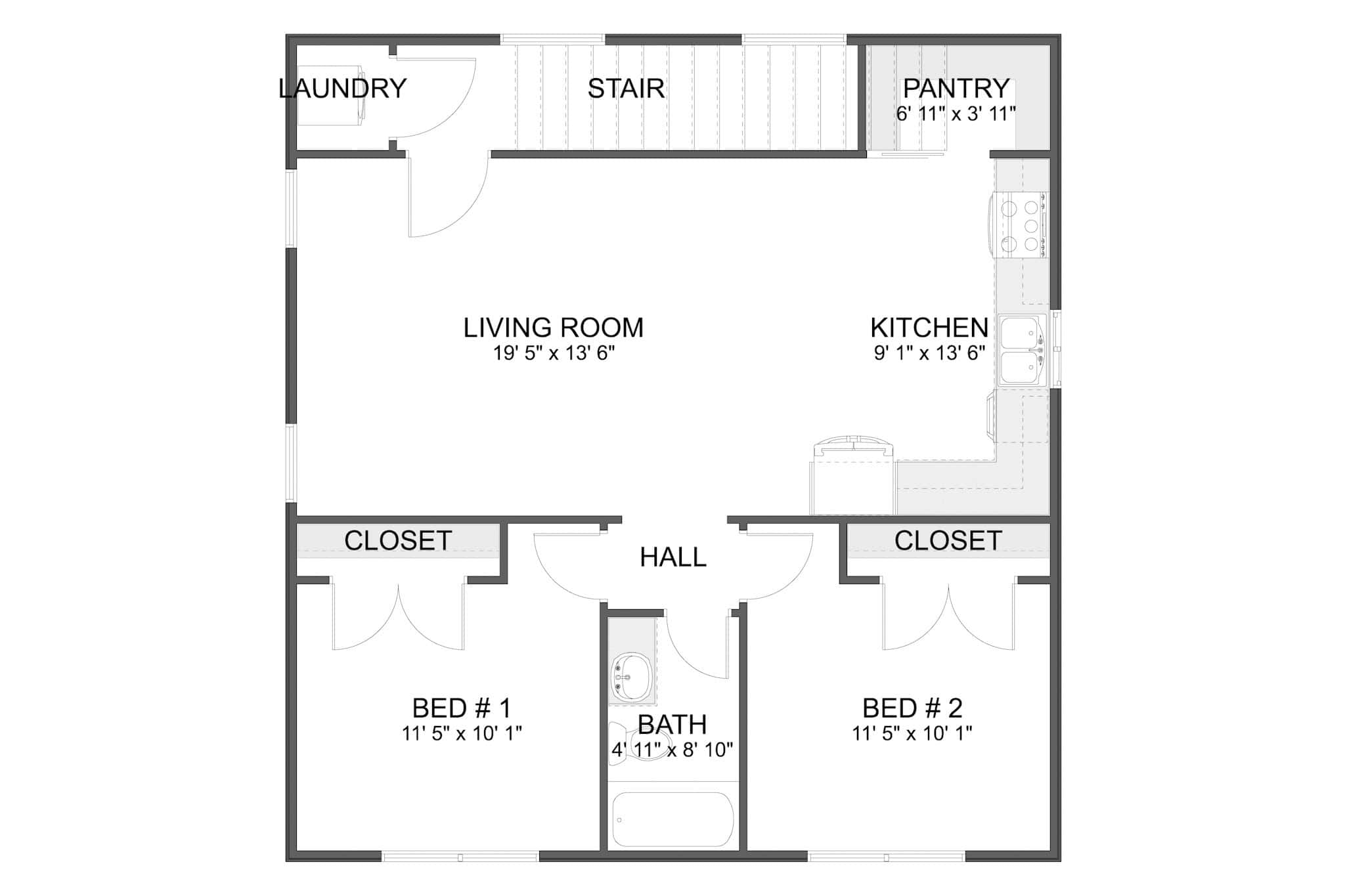 Main Level of Garage w/Apartments Plan #187-1252