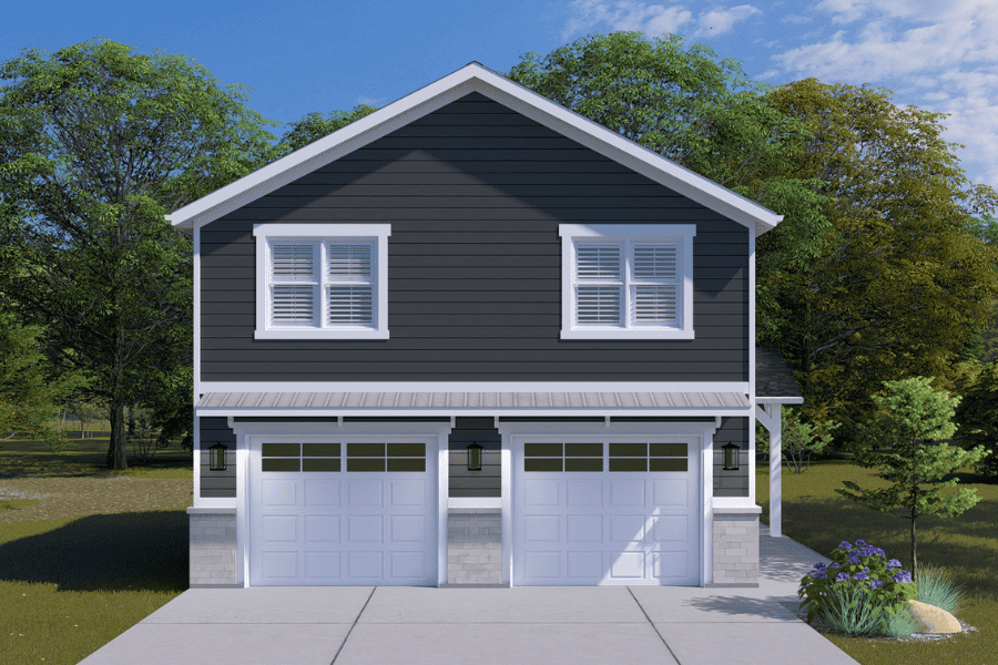 Front elevation of Garage w/Apartments home (ThePlanCollection: House Plan #187-1252)