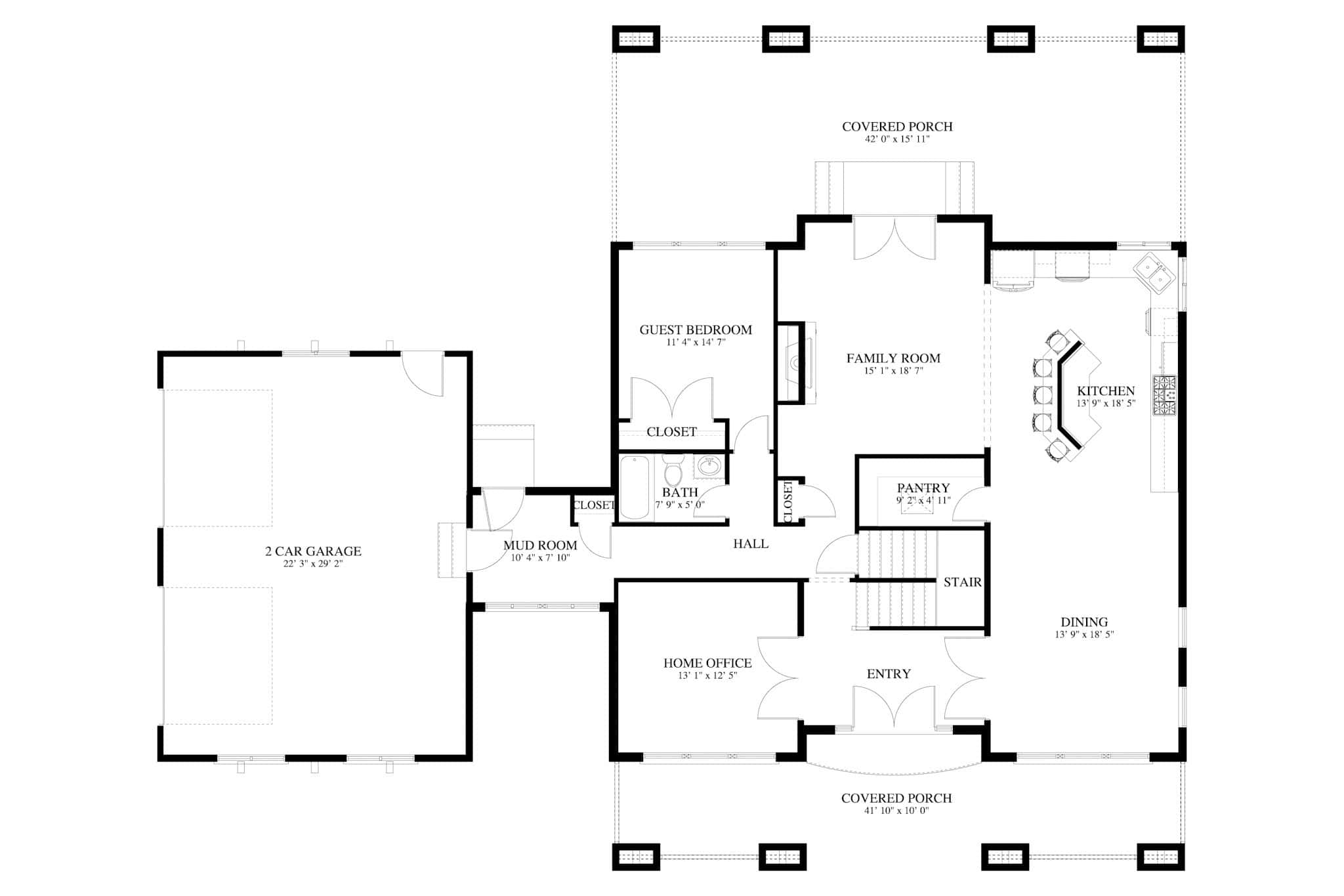 Main Level of Traditional Plan #187-1254