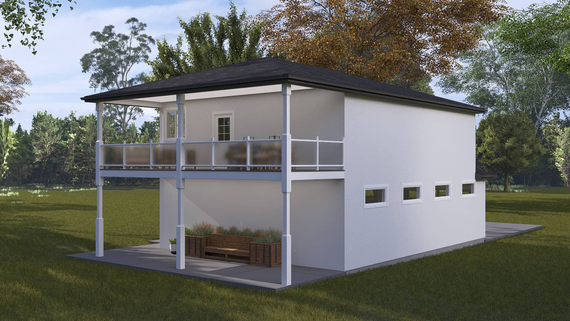 Rear View of this 2-Bedroom,1280 Sq Ft Plan -187-1255