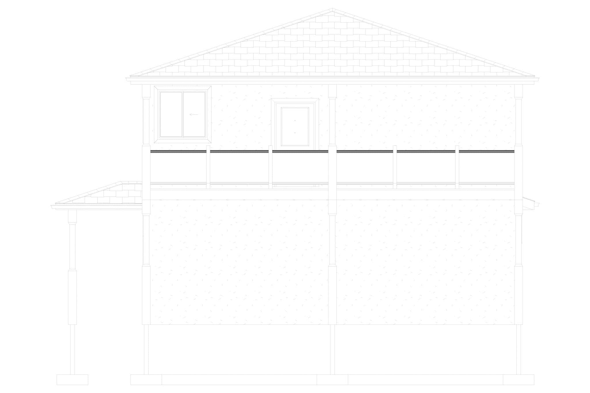 Home Plan Rear Elevation of this 2-Bedroom,1280 Sq Ft Plan -187-1255