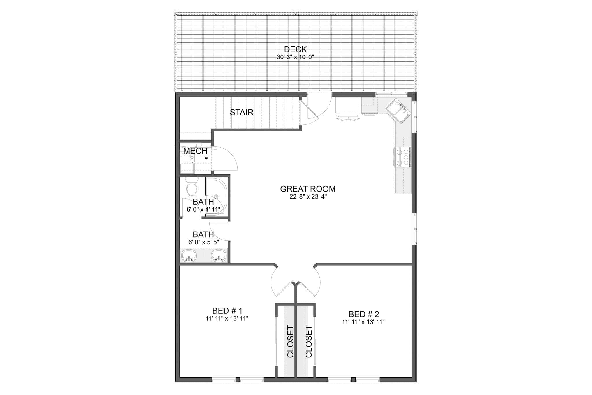 Main Level of Garage w/Apartments Plan #187-1255