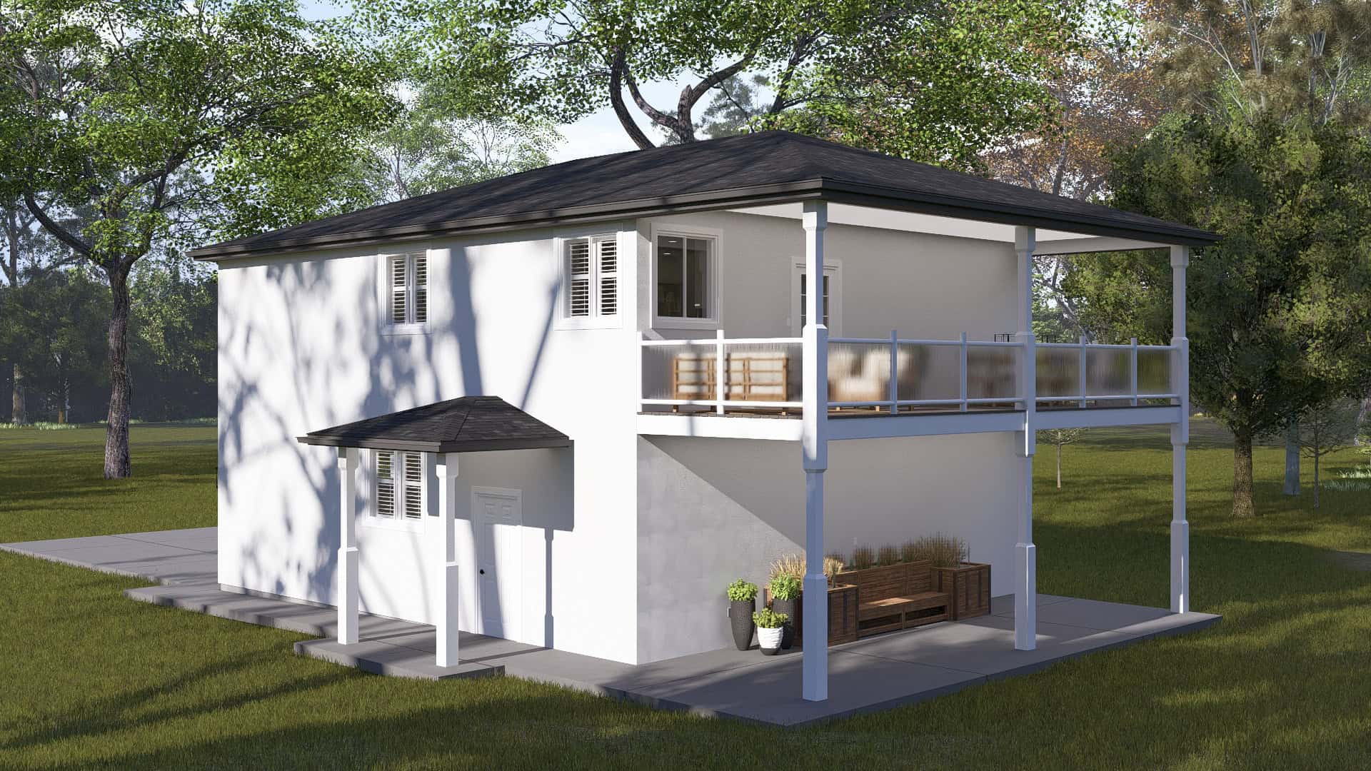 Rear View of this 2-Bedroom,1280 Sq Ft Plan -187-1255