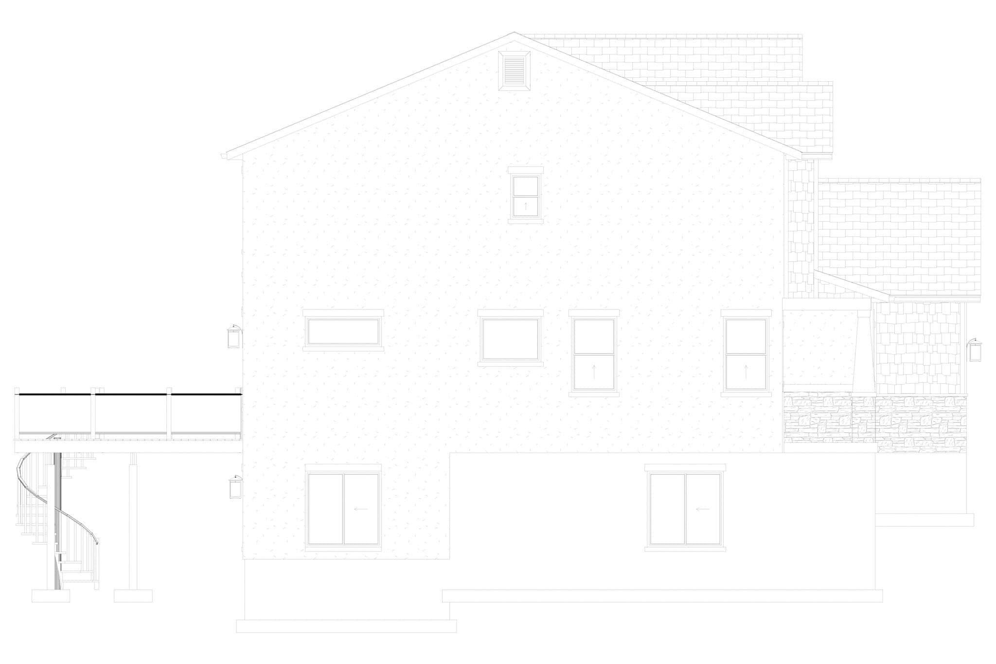Home Plan Left Elevation of this 5-Bedroom,3237 Sq Ft Plan -187-1257
