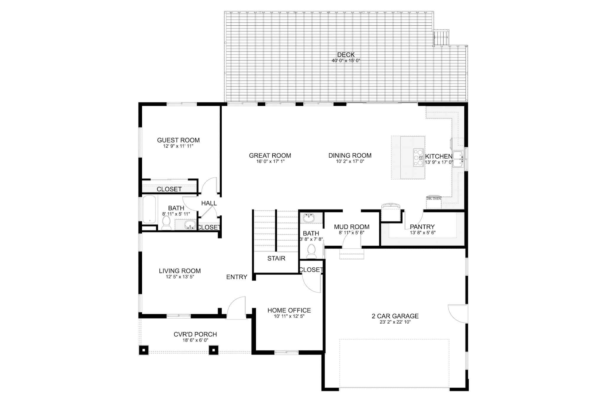 Main Level of Craftsman Plan #187-1257