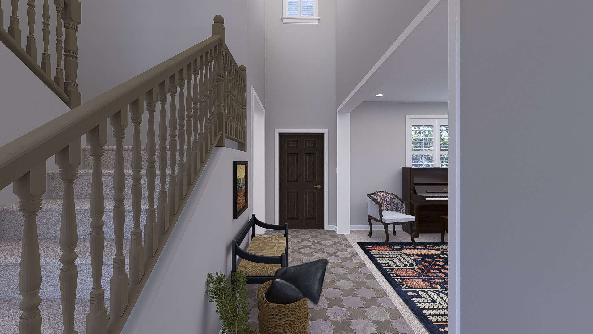 Entry Hall: Staircase of this 5-Bedroom,3237 Sq Ft Plan -187-1257