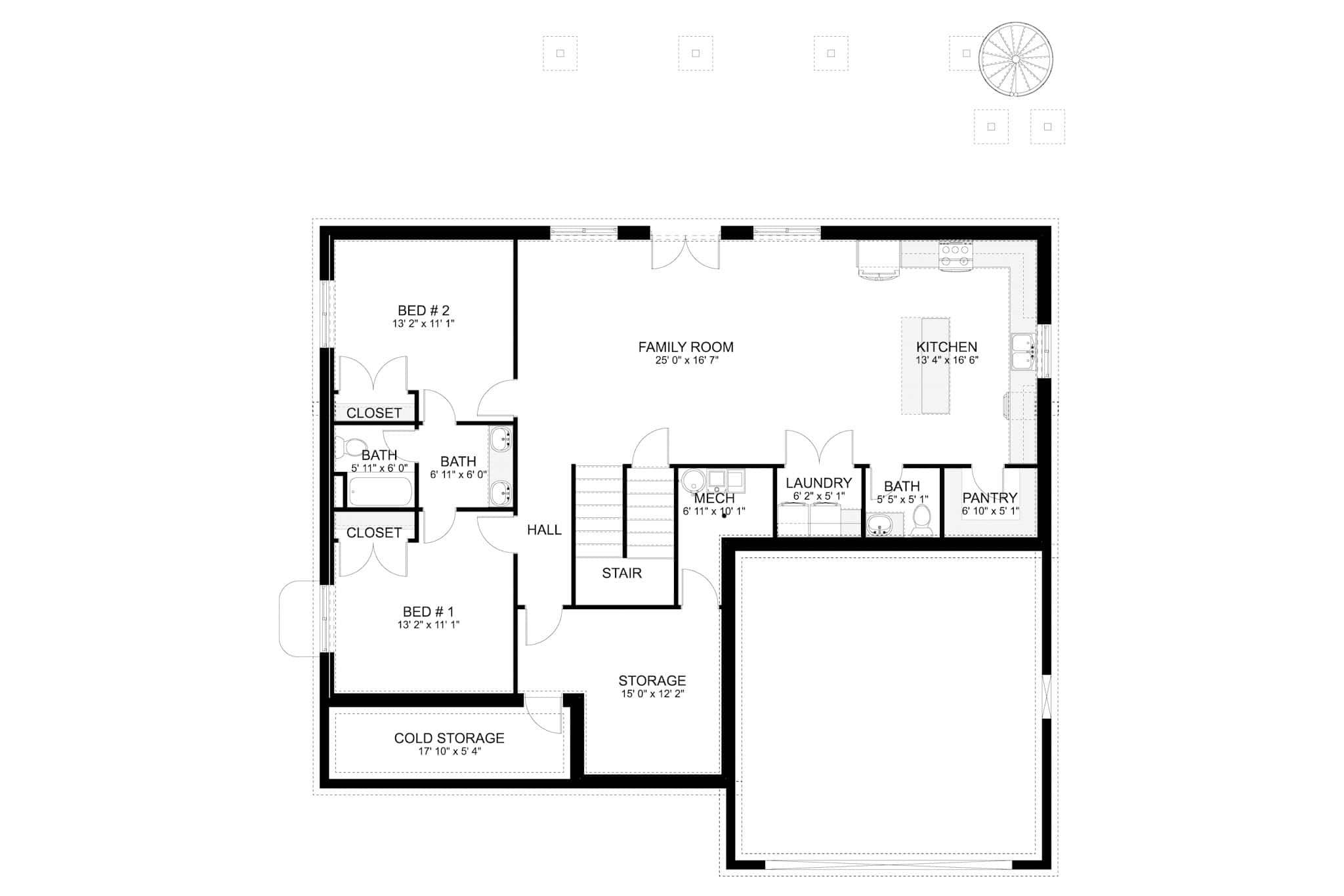 Basement of Craftsman Plan #187-1257