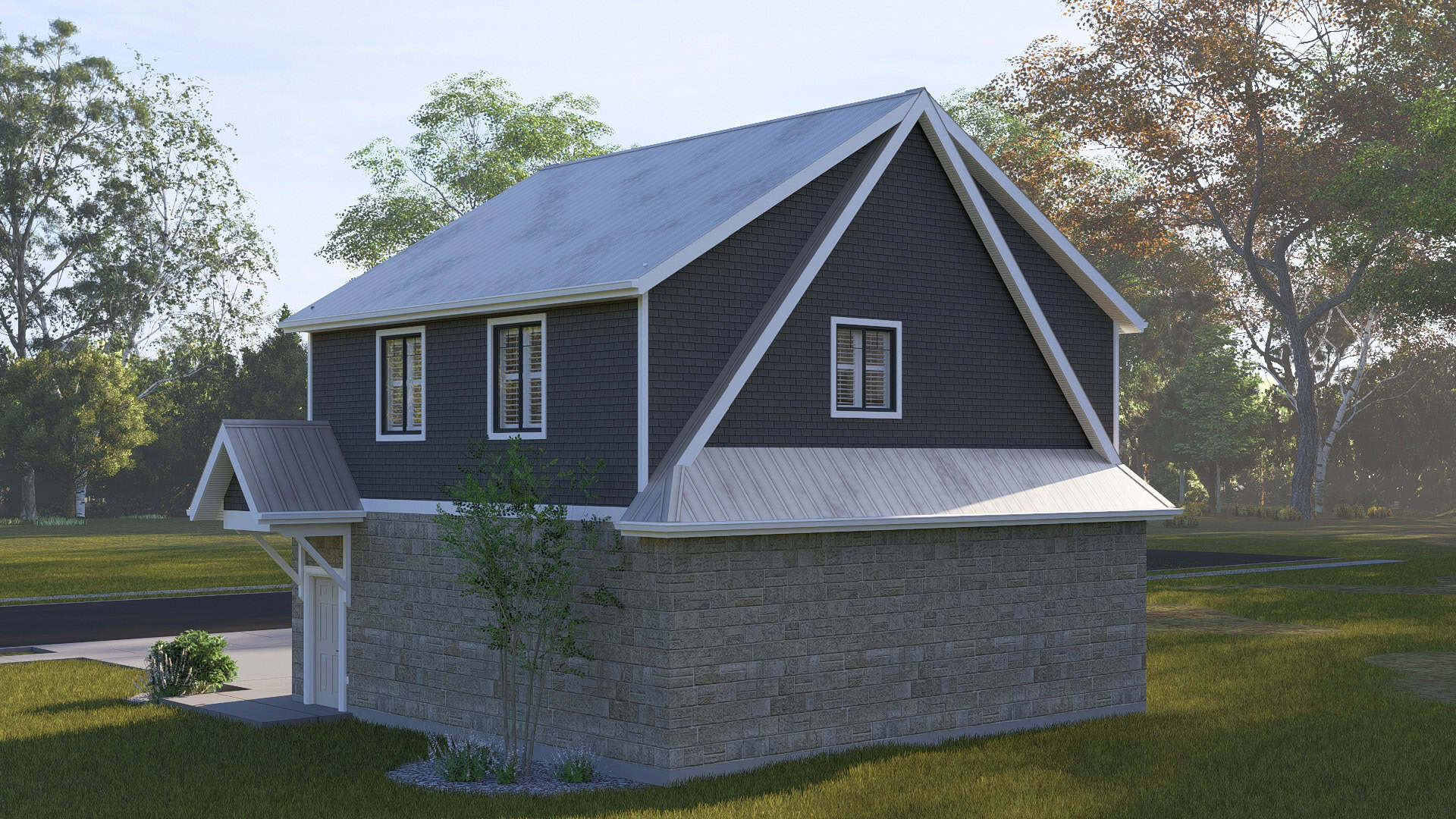 Rear View of this 2-Bedroom,882 Sq Ft Plan -187-1258