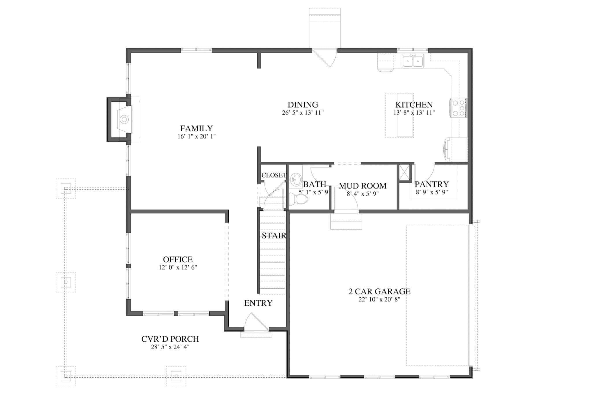 Main Level of Rustic Plan #187-1260