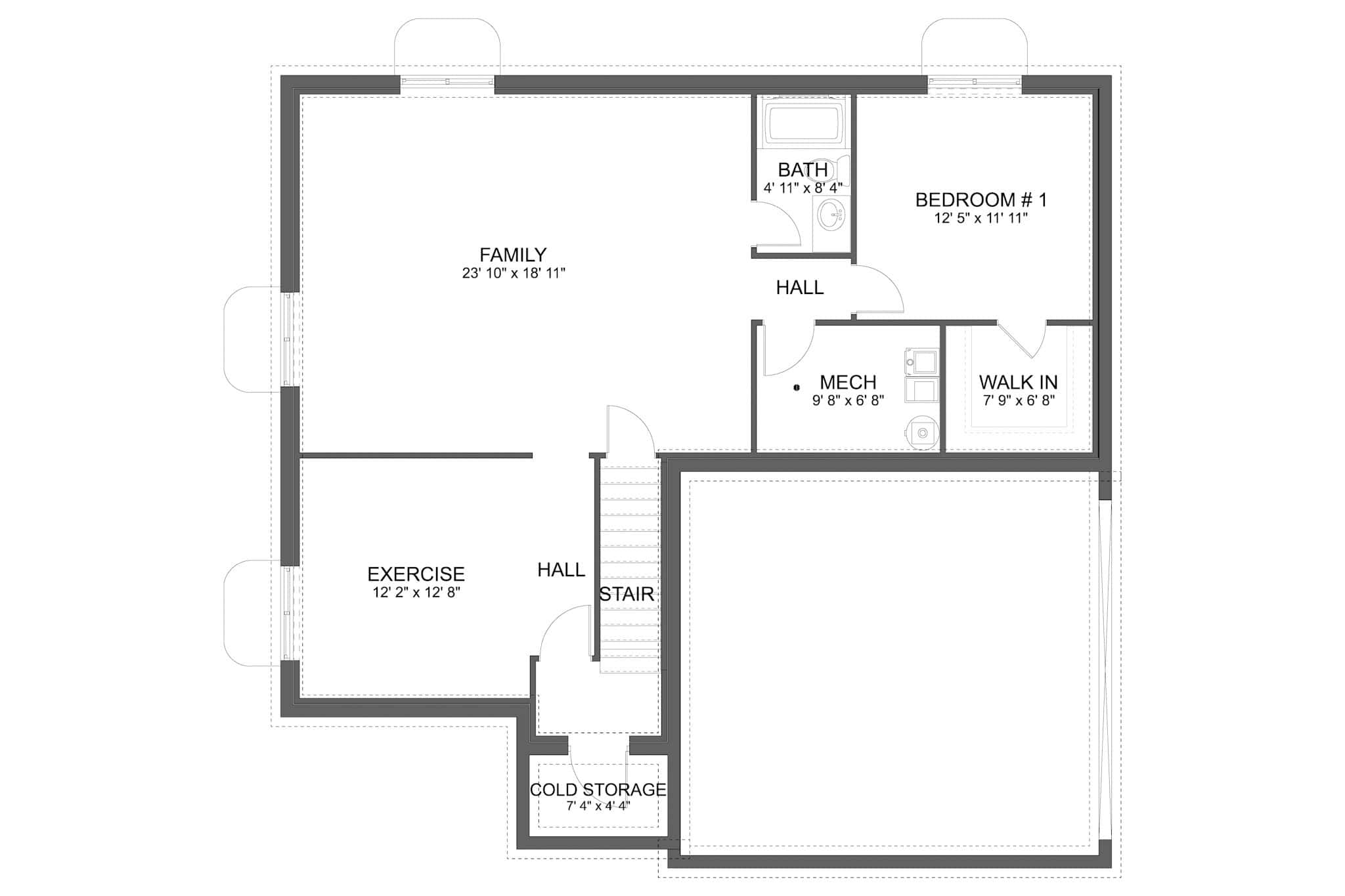 Basement of Rustic Plan #187-1260