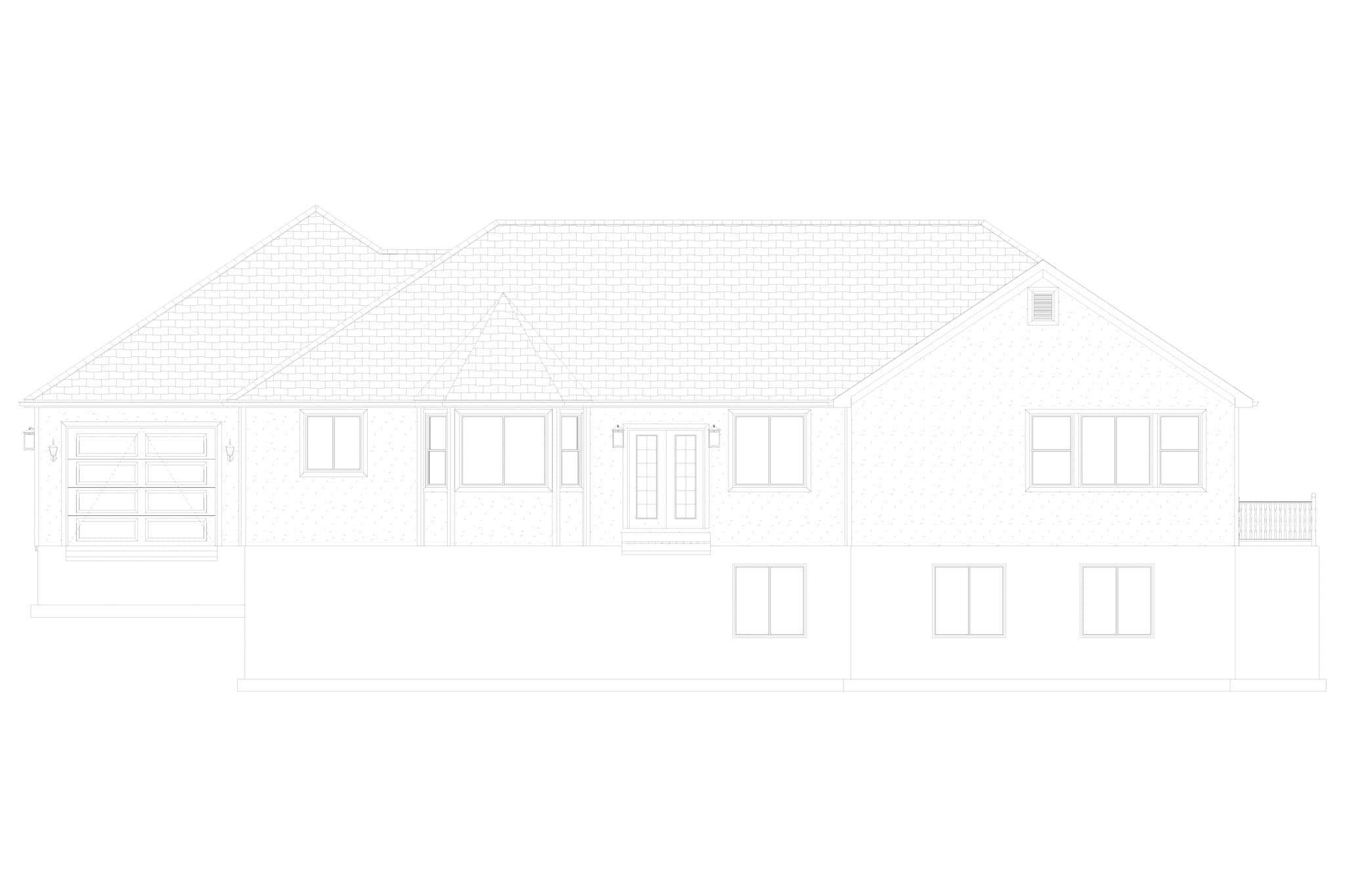 Home Plan Rear Elevation of this 2-Bedroom,2254 Sq Ft Plan -187-1261