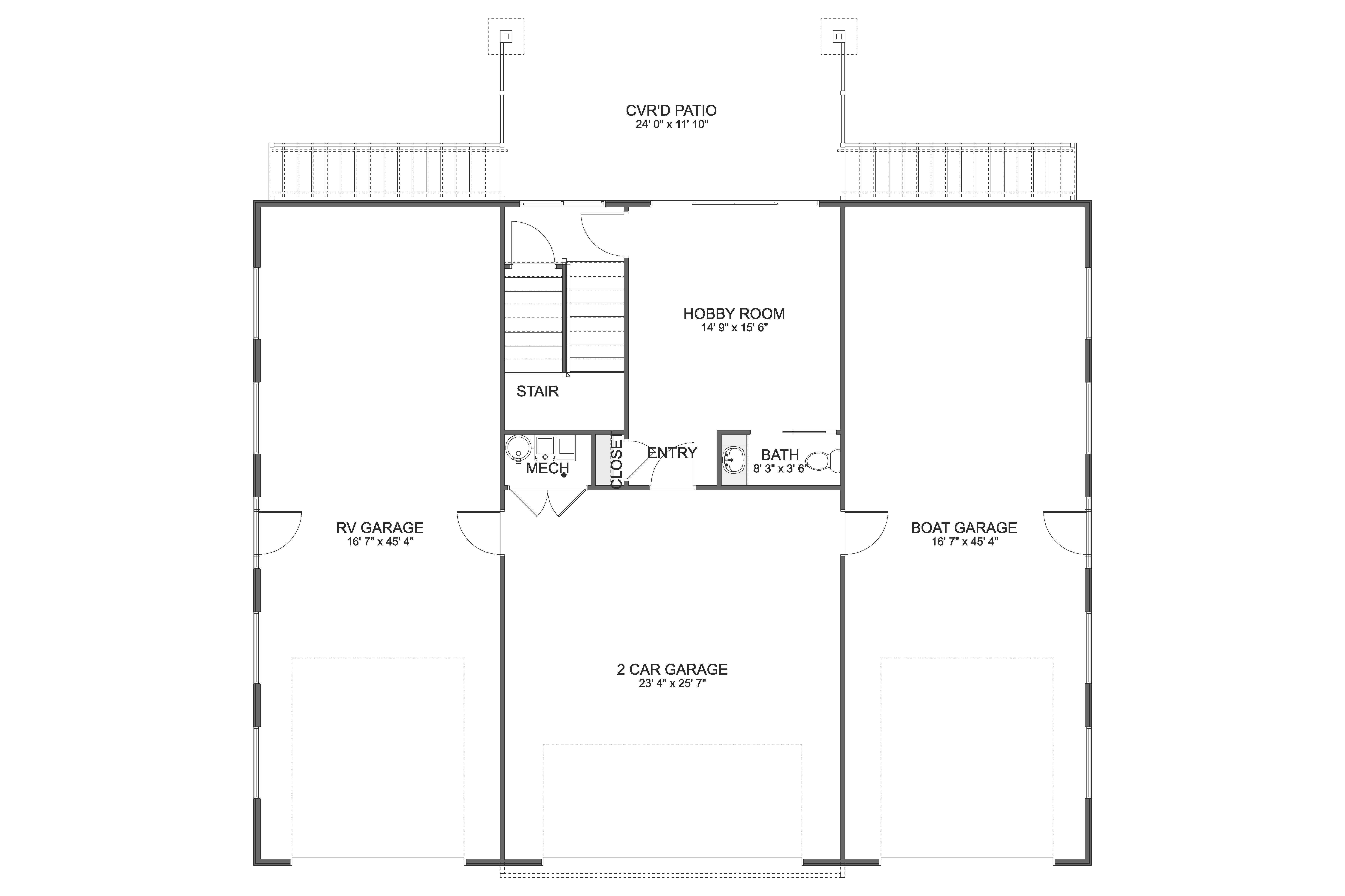 Main Level of Barndominium Plan #187-1264