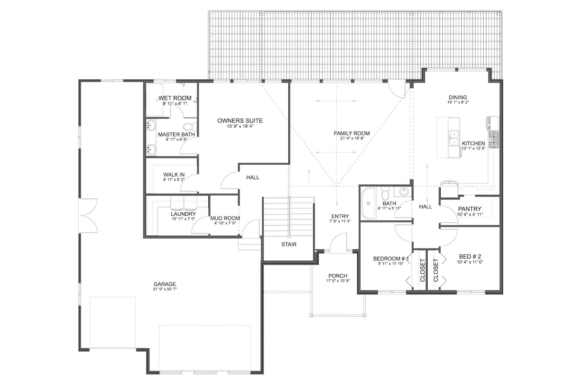 Main Level of Rustic Plan #187-1272