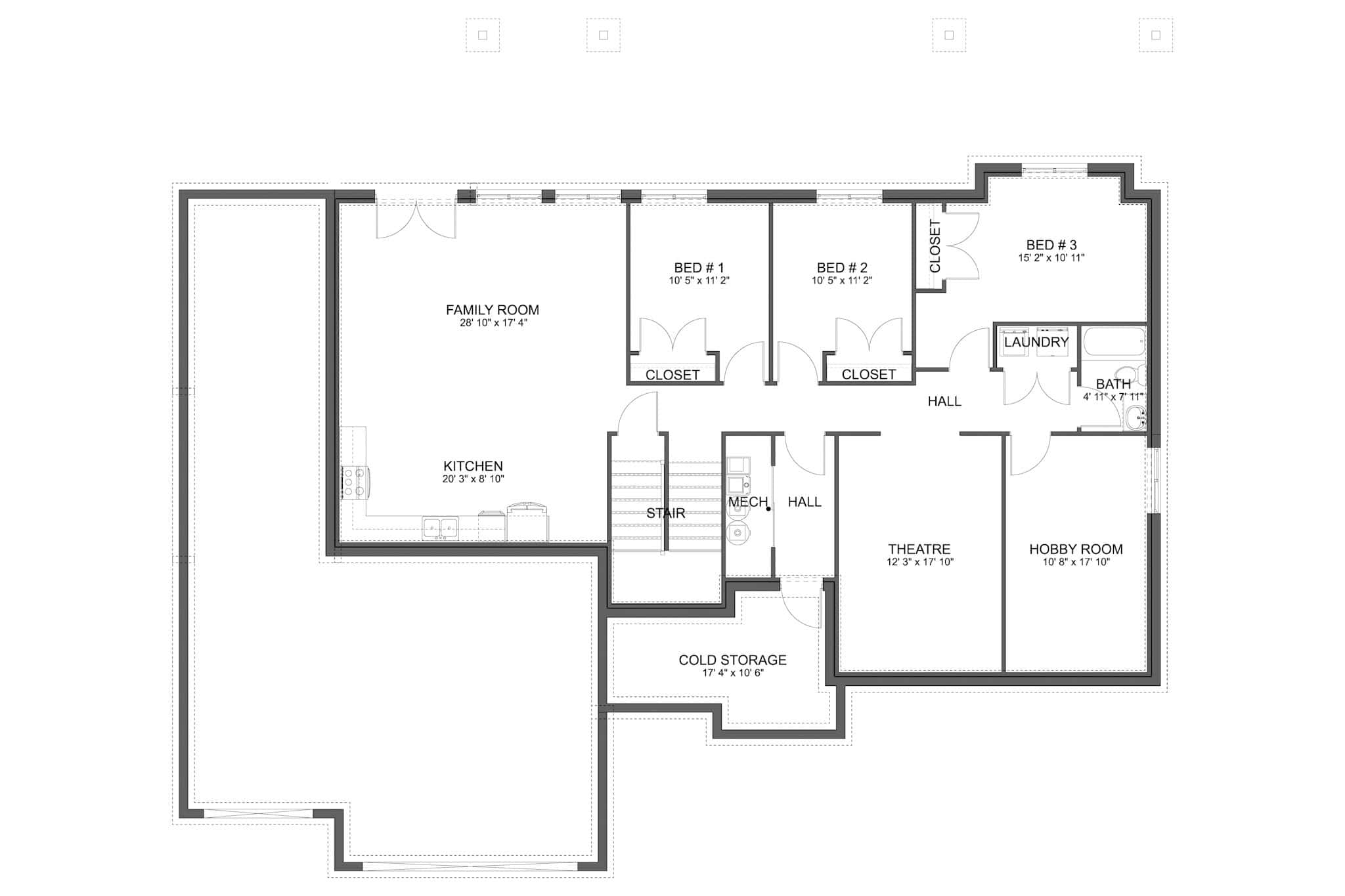 Main Level of Rustic Plan #187-1272