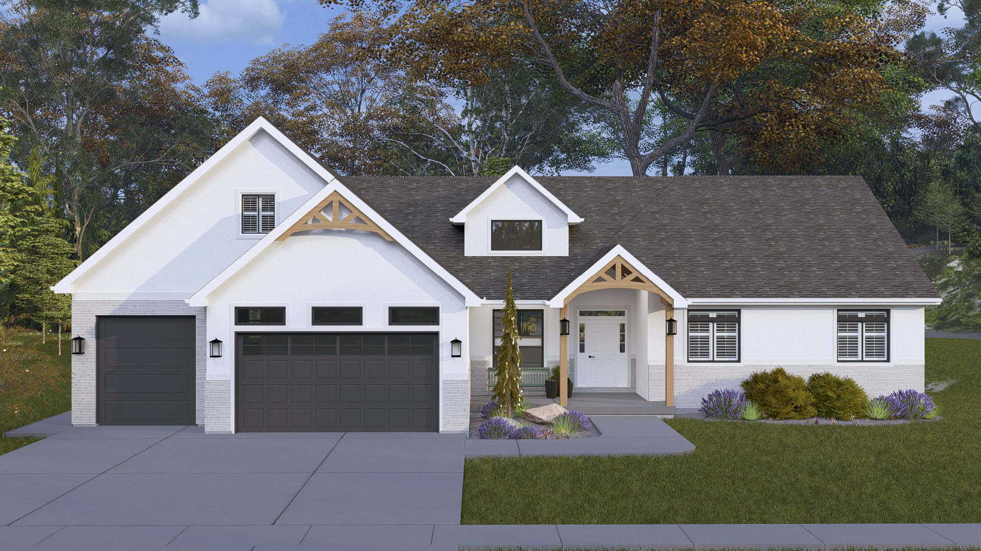 Front elevation of Rustic home (ThePlanCollection: House Plan #187-1272)