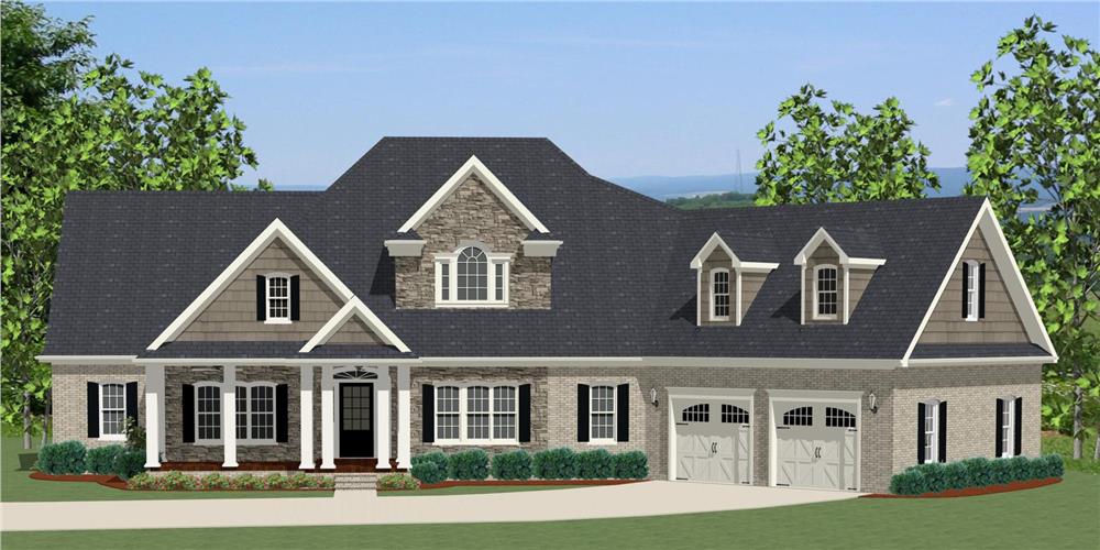 The Plan Collection: Front Elevation of Traditional House # 189-1000