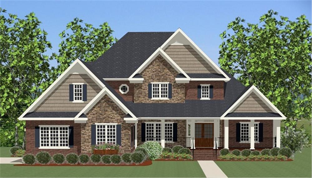 The Plan Collection: Front Elevation of Craftsman House # 189-1006
