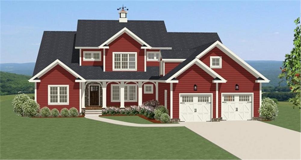 The Plan Collection: Front Elevation of Country House # 189-1010
