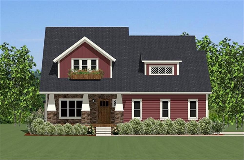 The Plan Collection: Front Elevation of Farmhouse House # 189-1011