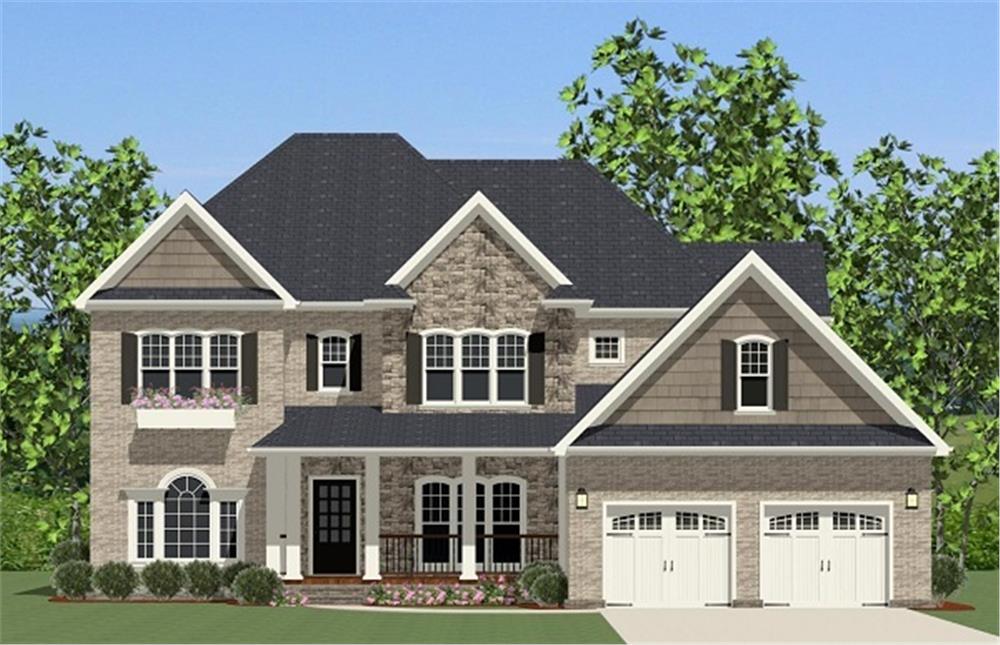 The Plan Collection: Front Elevation of Colonial House # 189-1013