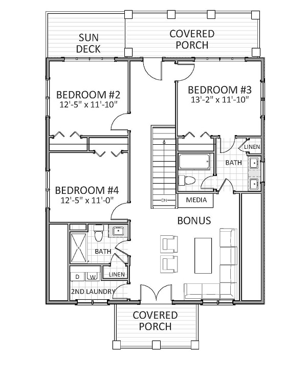 Floor Plan Second Story of Cottage Plan #189-1067