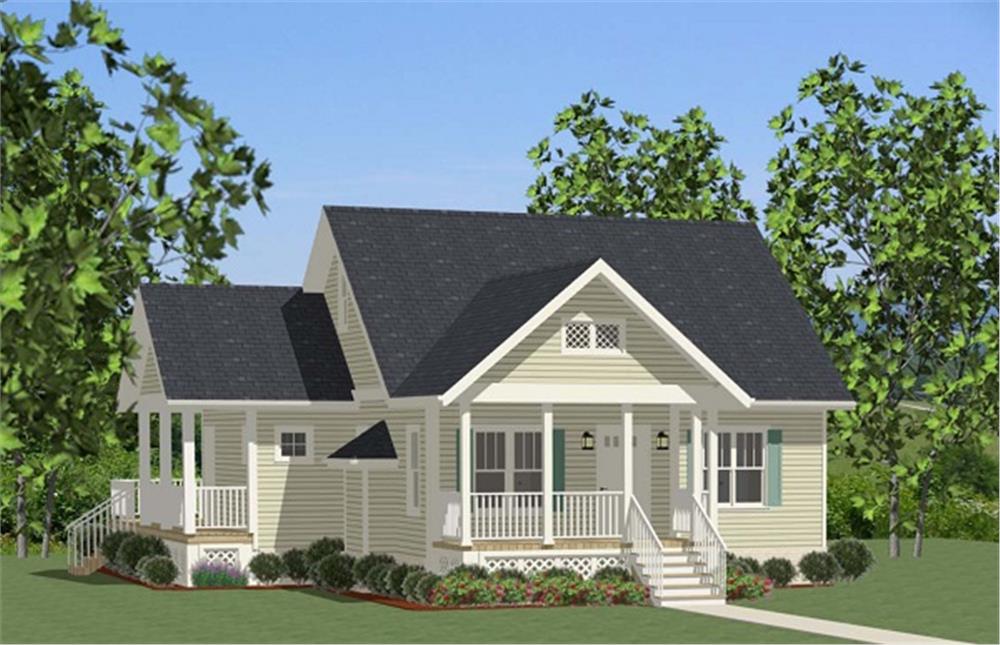Front elevation of Cottage home (ThePlanCollection: House Plan #189-1073)
