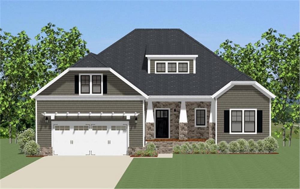 Color rendering of Craftsman home plan (ThePlanCollection: House Plan #189-1082)