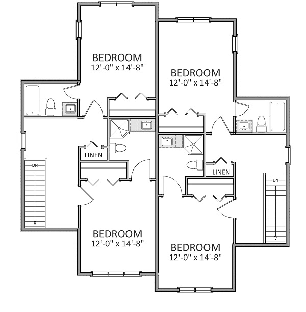 Floor Plan Second Story of Colonial Plan #189-1083