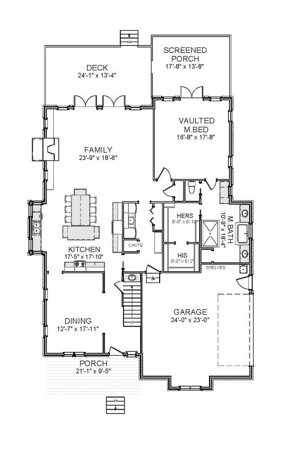 Floor Plan First Story of Craftsman Plan #189-1084
