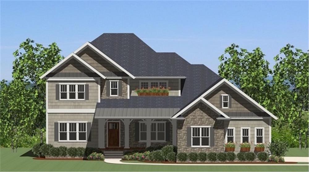 Front elevation of Luxury home (ThePlanCollection: House Plan #189-1089)