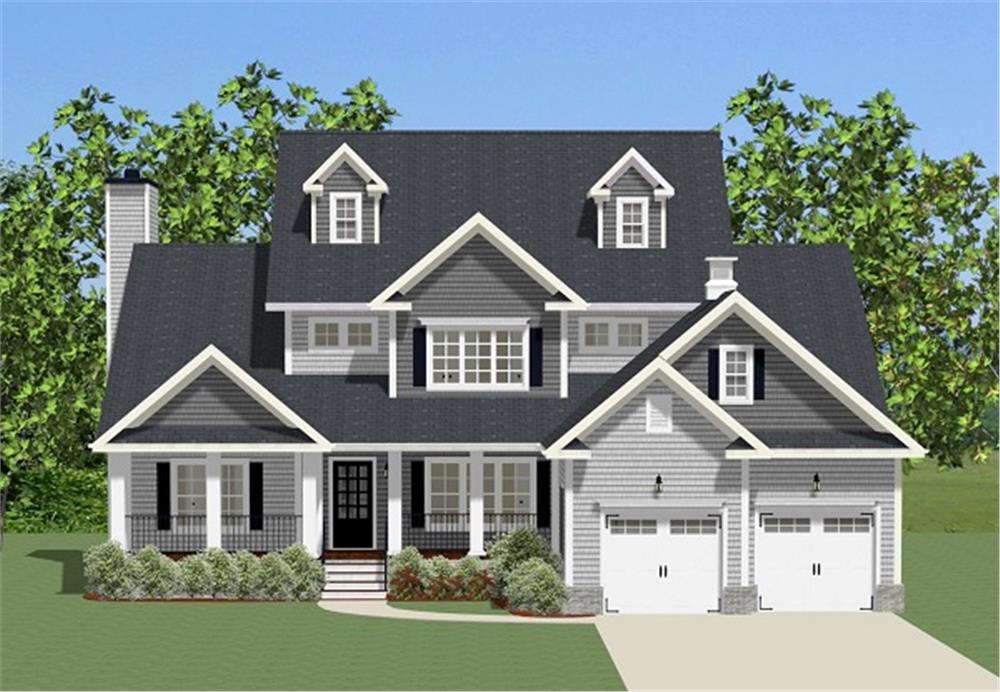 Front elevation of Luxury home (ThePlanCollection: House Plan #189-1092)