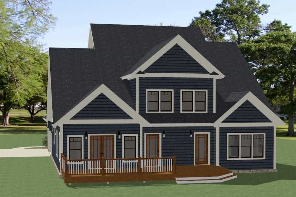 Rear View of this 3-Bedroom, 2975 Sq Ft Plan - 189-1124