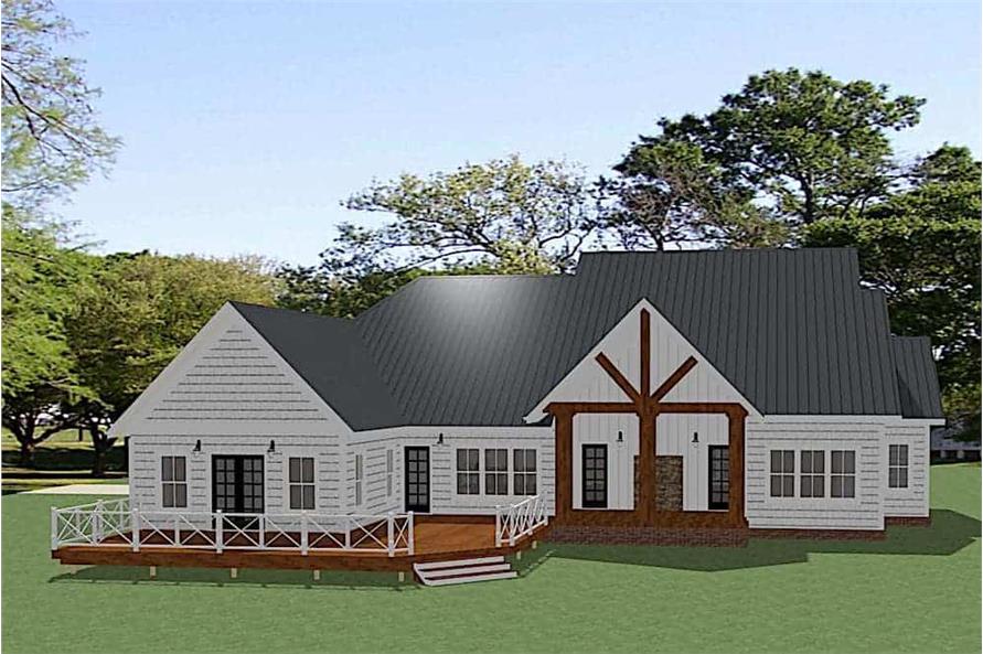 Home Plan Rear Elevation of this 3-Bedroom,2906 Sq Ft Plan -189-1125
