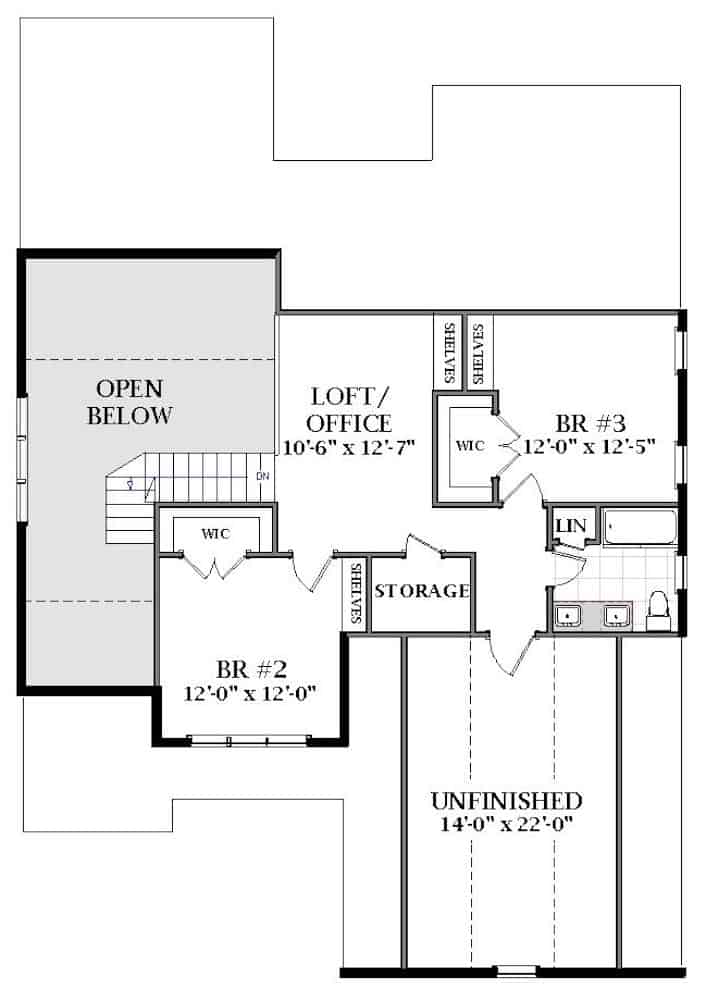 Floor Plan Upper Level of Farmhouse Plan #189-1139