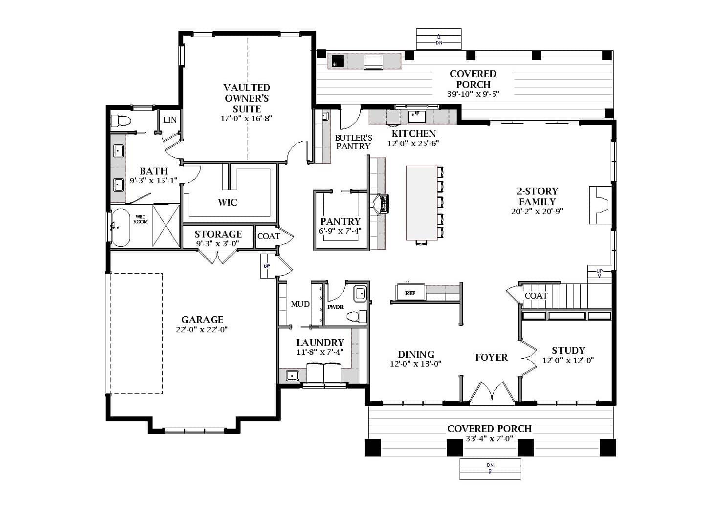 Main Level of Modern Farmhouse Plan #189-1143