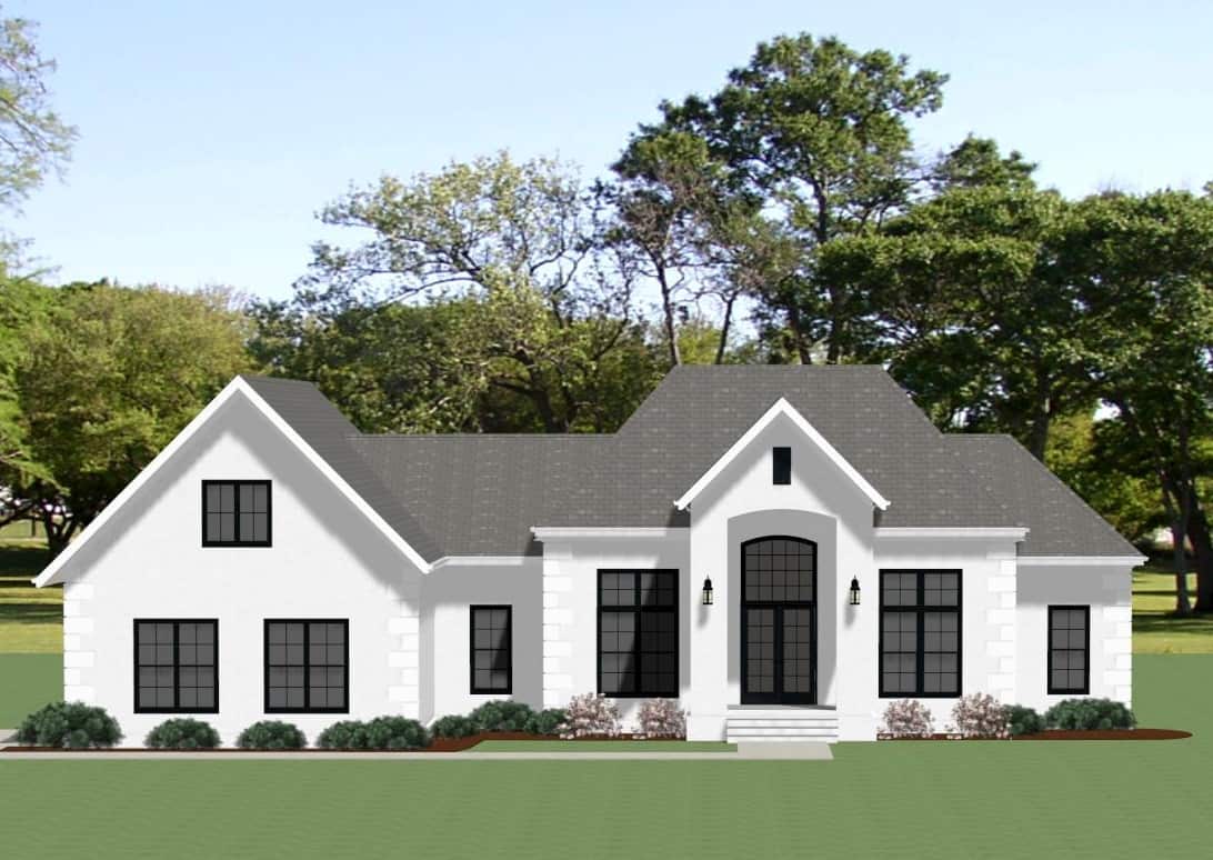 Front elevation of Transitional home (ThePlanCollection: House Plan #189-1151)
