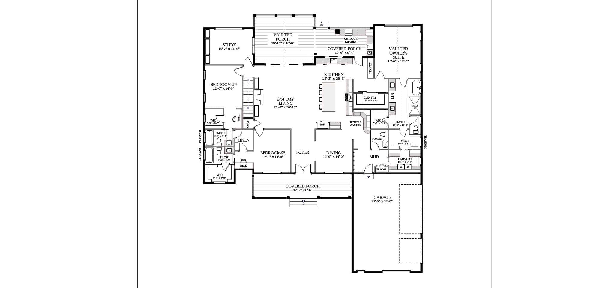 Main Level of Modern Farmhouse Plan #189-1155
