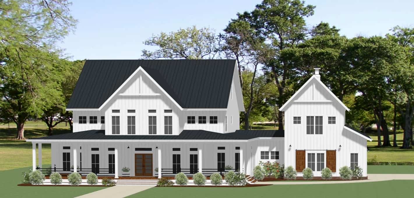 Front elevation of Farmhouse home (ThePlanCollection: House Plan #189-1162)