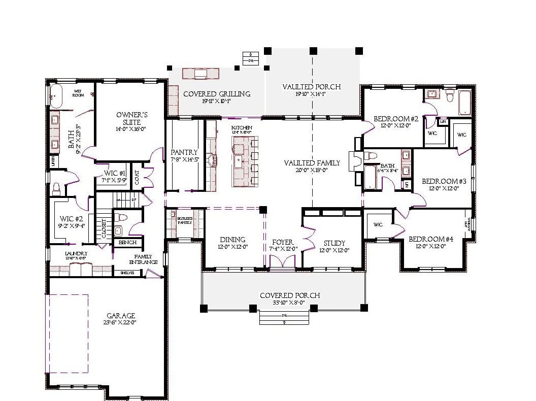 Main Level of Modern Farmhouse Plan #189-1165