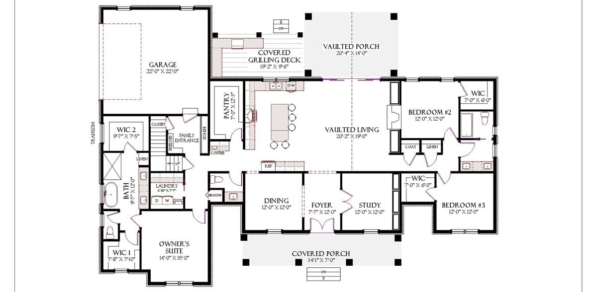Main Level of Modern Farmhouse Plan #189-1168