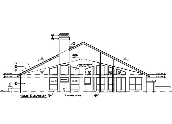 Home Plan Rear Elevation of this 4-Bedroom,2224 Sq Ft Plan -190-1008