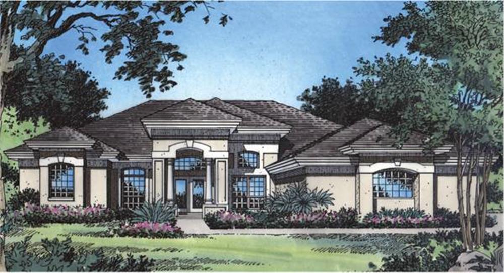 Front elevation of Mediterranean home (ThePlanCollection: House Plan #190-1020)