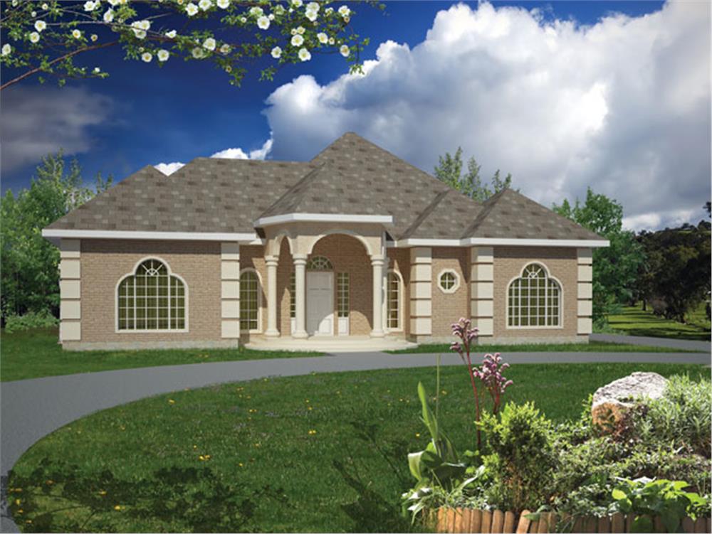 Front elevation of Ranch home (ThePlanCollection: House Plan #191-1006)