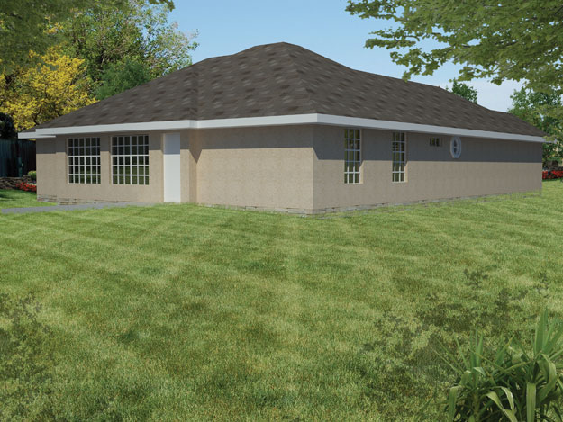 Home Plan Rear Elevation of this 3-Bedroom,1540 Sq Ft Plan -191-1010